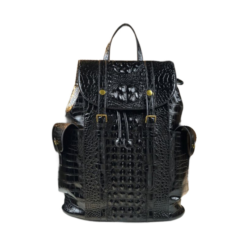 Genuine Cowhide Crocodile Patt - Travel Backpack Anti Theft recension och pris